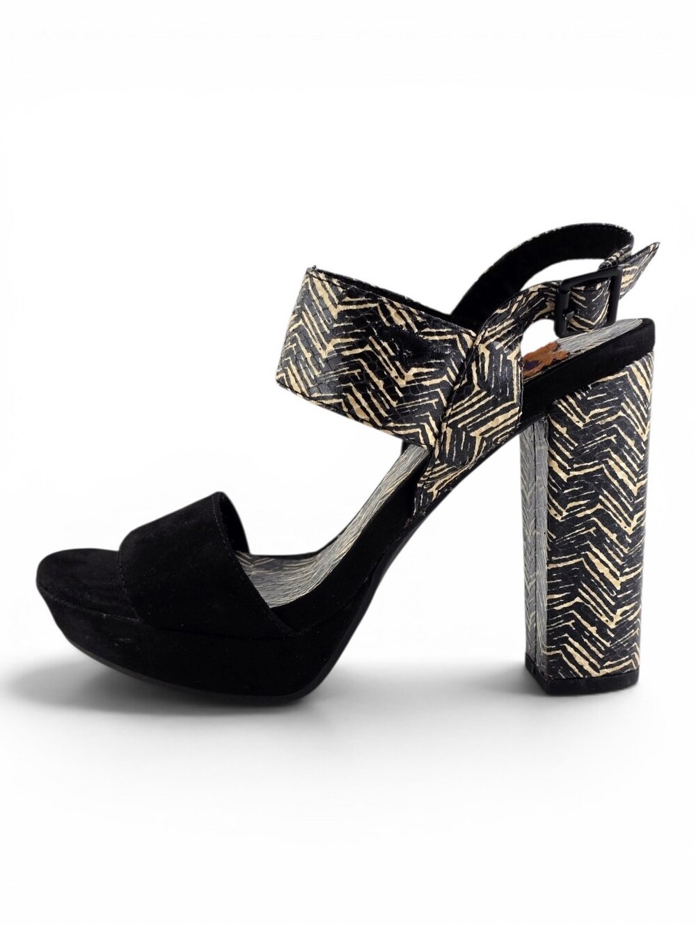 Rocket Dog Women's Chevron Platform Block Heel Slingback Sandals Black 6.5